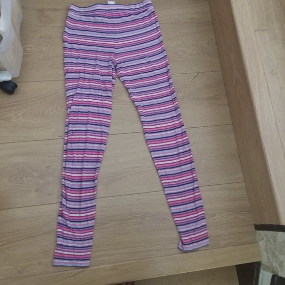 Purple, pink, white, blue, striped Soft Leggings Girl's Size S - Picture 2 of 5